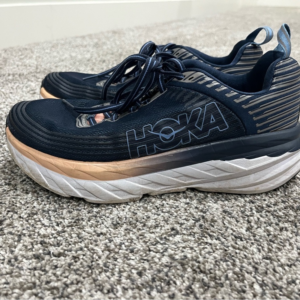 HOKA Black and Tan Running Shoes